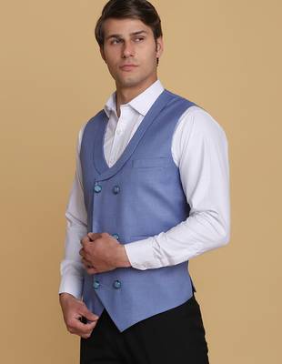 Light blue waistcoat for men 4