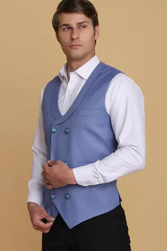Light blue waistcoat for men