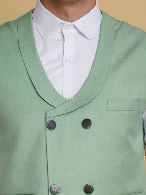 Leaf green waistcoat for men 5