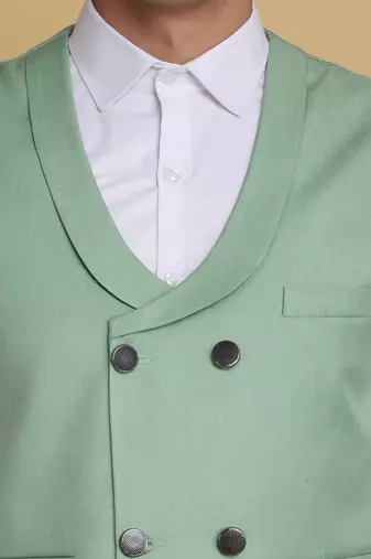 Leaf green waistcoat for men