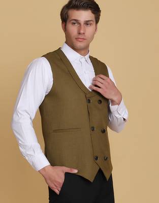 Mehndi green waistcoat for men 4