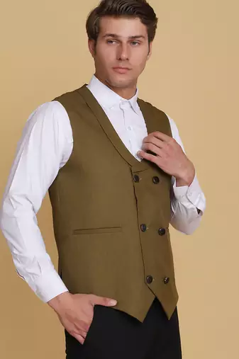 Mehndi green waistcoat for men