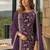 Puprle embroderied silk semi-stitched salwar suit