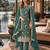Teal green embroderied silk semi-stitched salwar suit