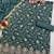 Teal green embroderied silk semi-stitched salwar suit