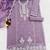 Light-lavender embroderied silk semi-stitched salwar suit