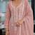 Peach embroderied silk semi-stitched salwar suit
