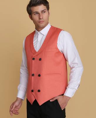 Peach waistcoat for men 4