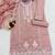 Peach embroderied silk semi-stitched salwar suit