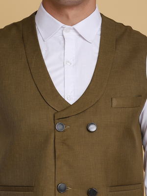 Mehndi green waistcoat for men 5