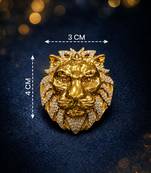 Royal lion head statement brooch pin with american diamond embellishments for men & women