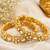 Elegant gold-toned kundan crystal floral bangle set for women