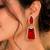 Elegant gold-plated red crystal dual-shaped statement drop earrings for women