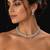 Elegant silver-toned american diamond floral necklace set with drop earrings for women