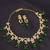 Elegant green stone & american diamond gold-plated statement necklace set with earrings