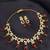 Elegant red stone & american diamond gold-plated statement necklace set with earrings