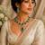 Luxury emerald green american diamond statement necklace set with drop earrings for women