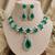 Luxury emerald green american diamond statement necklace set with drop earrings for women