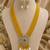 Traditional yellow beaded floral pendant necklace set with pearl drops for women