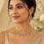 Elegant kundan-inspired floral drop choker necklace set with dangle earrings