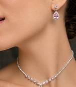 Pink teardrop halo jewelry set