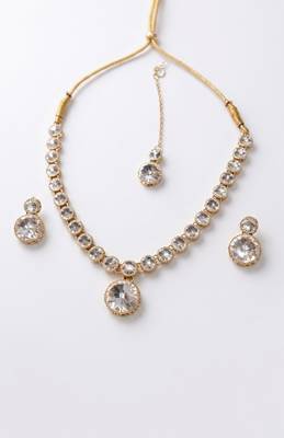 Radiant gold crystal statement set 2