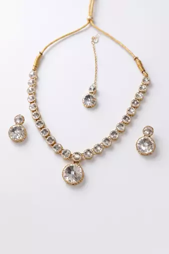 Radiant gold crystal statement set