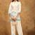 White & blue floral printed cotton co-ord set for women
