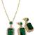 Emerald rectangular halo jewelry set