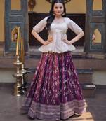 Wine Viscose Jacquard Embroidered Lehenga Choli Set