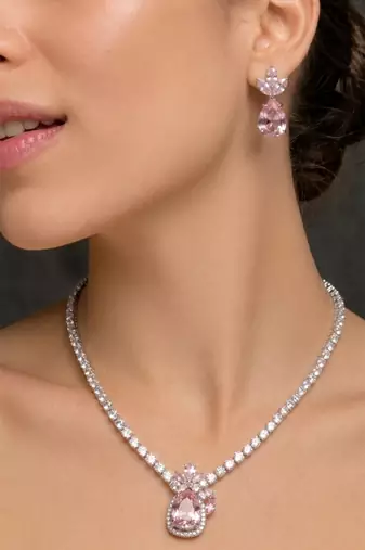 Blushing pear crystal tennis set
