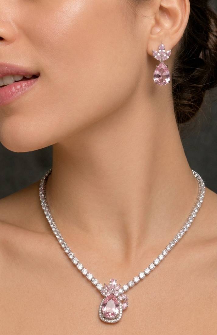 Blushing pear crystal tennis set