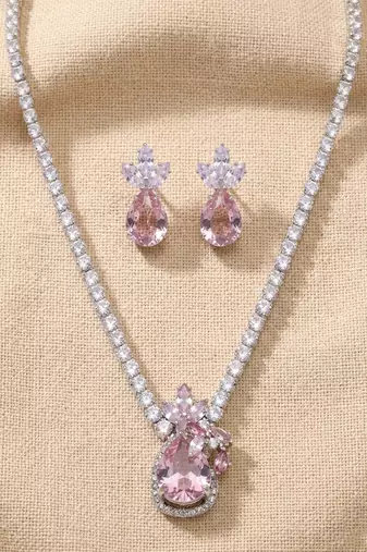 Blushing pear crystal tennis set
