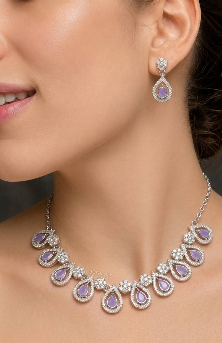 Lavender teardrop floral statement set