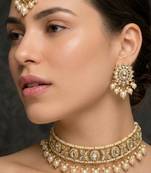 Royal kundan & pearl choker set