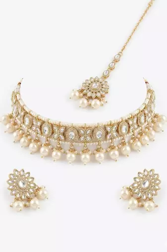 Royal kundan & pearl choker set