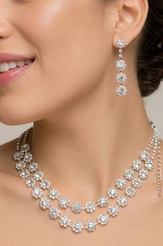 Floral crystal layered statement set
