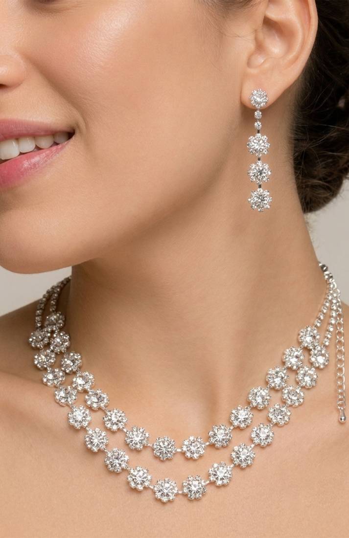 Floral crystal layered statement set
