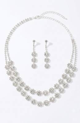 Floral crystal layered statement set 2