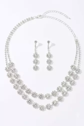 Floral crystal layered statement set