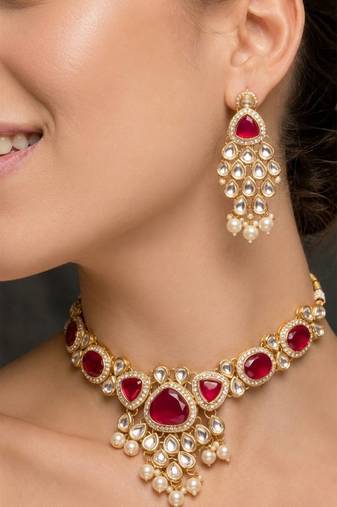Ruby kundan heirloom statement set