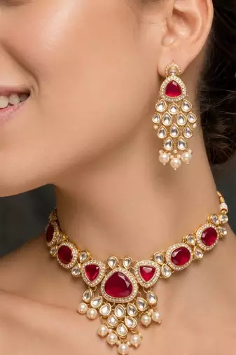 Ruby kundan heirloom statement set