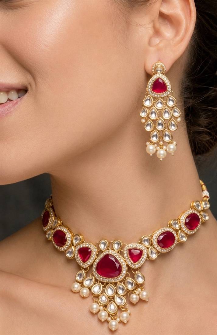 Ruby kundan heirloom statement set