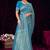 Sky blue silk blend saree with floral zari and thread work