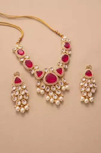 Ruby kundan heirloom statement set