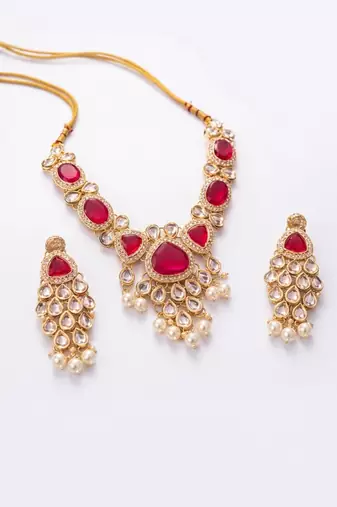 Ruby kundan heirloom statement set