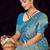 Sky blue silk blend saree with floral zari and thread work