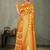 Mustard yellow silk saree with floral zari and thread work