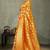 Mustard yellow silk saree with floral zari and thread work