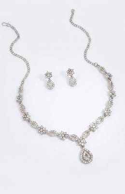 Floral marquise crystal statement set 2